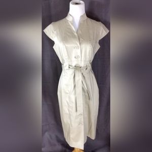 Calvin Klein Button Down Belted Khaki Sheath Dress